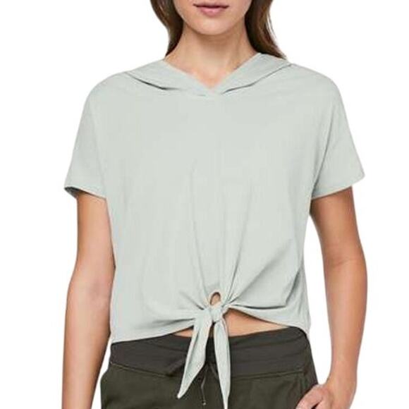 LULULEMON Knot Gonna Fly Jade Gray Pima Cotton Hoodie Top ~ Women's Size 8 - Picture 1 of 4